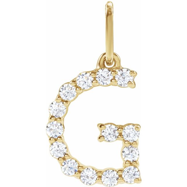14K Yellow 1/5 CTW Lab-Grown Diamond Initial G Pendant