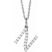 14K White 1/4 CTW Lab-Grown Diamond Initial N 16-18' Necklace