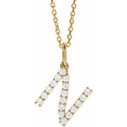 14K Yellow 1/4 CTW Lab-Grown Diamond Initial N 16-18' Necklace