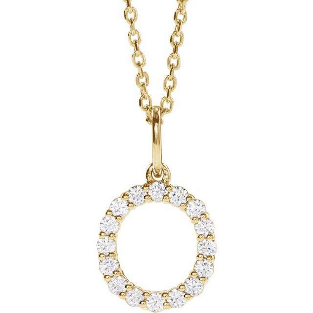 14K Yellow 1/4 CTW Lab-Grown Diamond Initial O 16-18' Necklace
