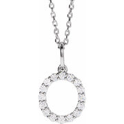 14K White 1/4 CTW Lab-Grown Diamond Initial O 16-18' Necklace
