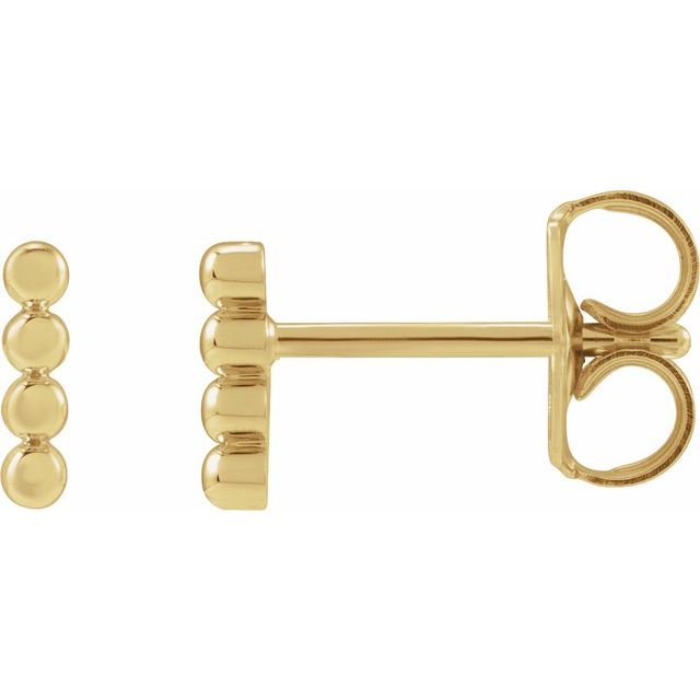14K Yellow 6 mm Beaded Bar Earrings