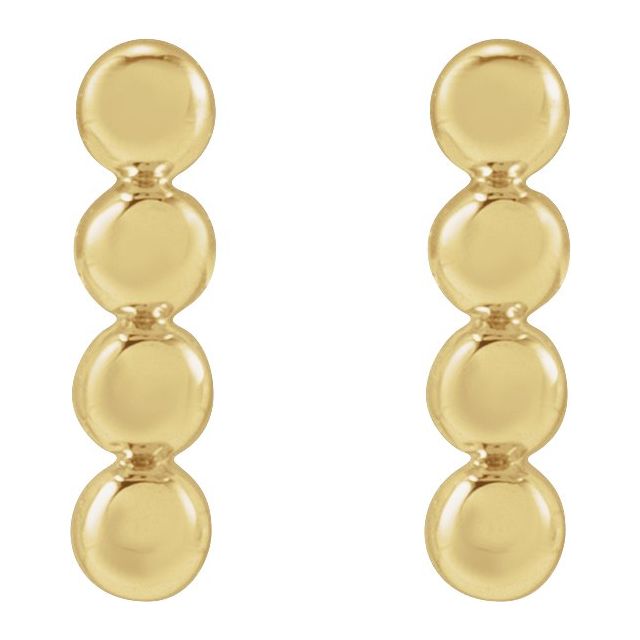 14K Yellow 6 mm Beaded Bar Earrings