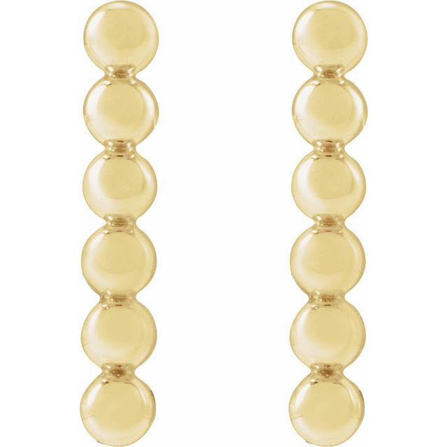 14K Yellow 9.5 mm Beaded Bar Earrings