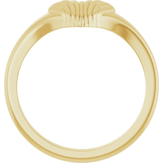 14K Yellow Ribbed Heart Ring