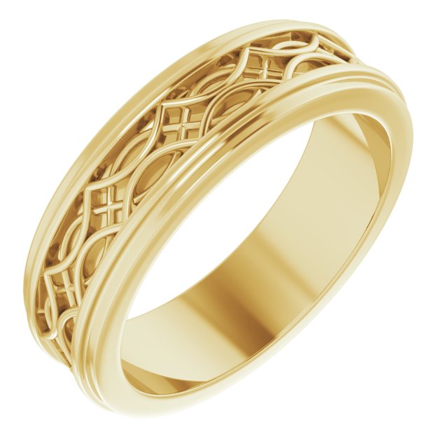 14K Yellow Patterned Band Size 9.5