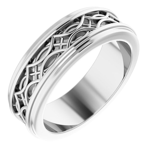 Sterling Silver Patterned Band Size 7