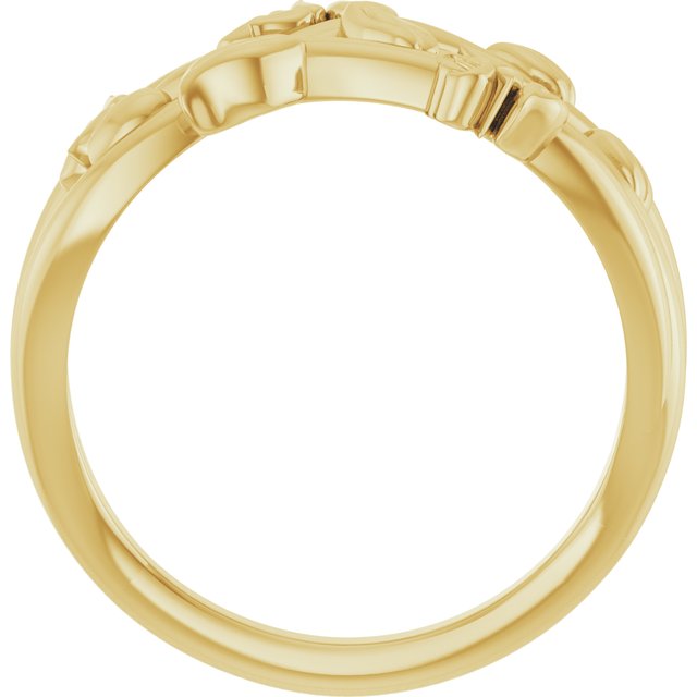14K Yellow Floral Criss-Cross Ring