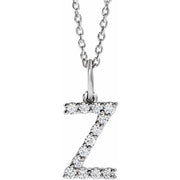 14K White 1/5 CTW Lab-Grown Diamond Initial Z 16-18' Necklace