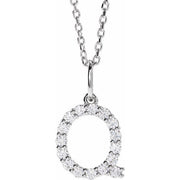 14K White 1/4 CTW Lab-Grown Diamond Initial Q 16-18' Necklace