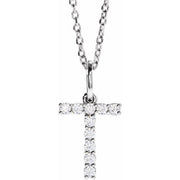 14K White 1/6 CTW Lab-Grown Diamond Initial T 16-18' Necklace