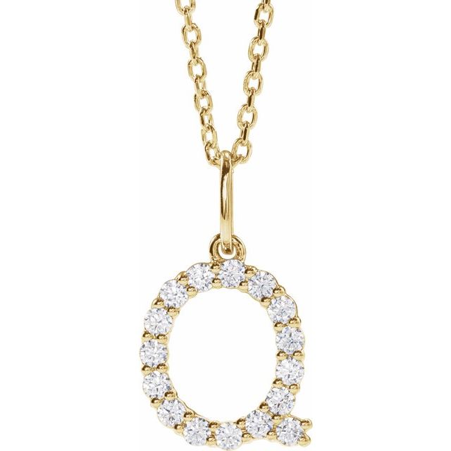 14K Yellow 1/4 CTW Lab-Grown Diamond Initial Q 16-18' Necklace