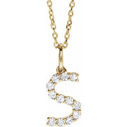 14K Yellow 1/5 CTW Lab-Grown Diamond Initial S 16-18' Necklace