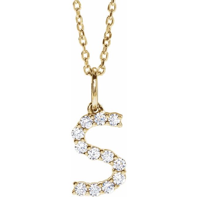 14K Yellow 1/5 CTW Lab-Grown Diamond Initial S 16-18' Necklace