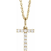 14K Yellow 1/6 CTW Lab-Grown Diamond Initial T 16-18' Necklace