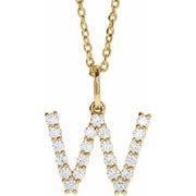 14K Yellow 1/3 CTW Lab-Grown Diamond Initial W 16-18' Necklace