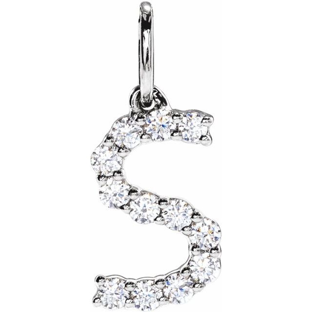 14K White 1/5 CTW Lab-Grown Diamond Initial S Pendant