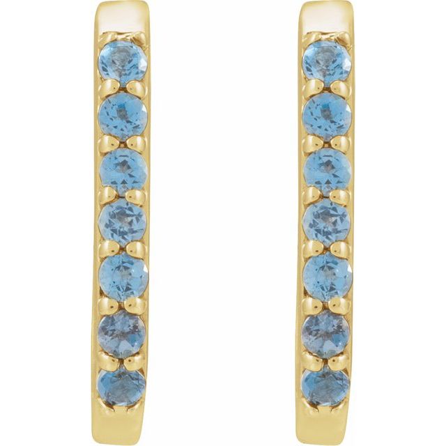 14K Yellow Natural London Blue Topaz 14 mm Hoop Earrings