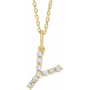 14K Yellow 1/6 CTW Lab-Grown Diamond Initial Y 16-18' Necklace