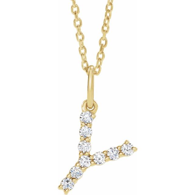 14K Yellow 1/6 CTW Lab-Grown Diamond Initial Y 16-18' Necklace