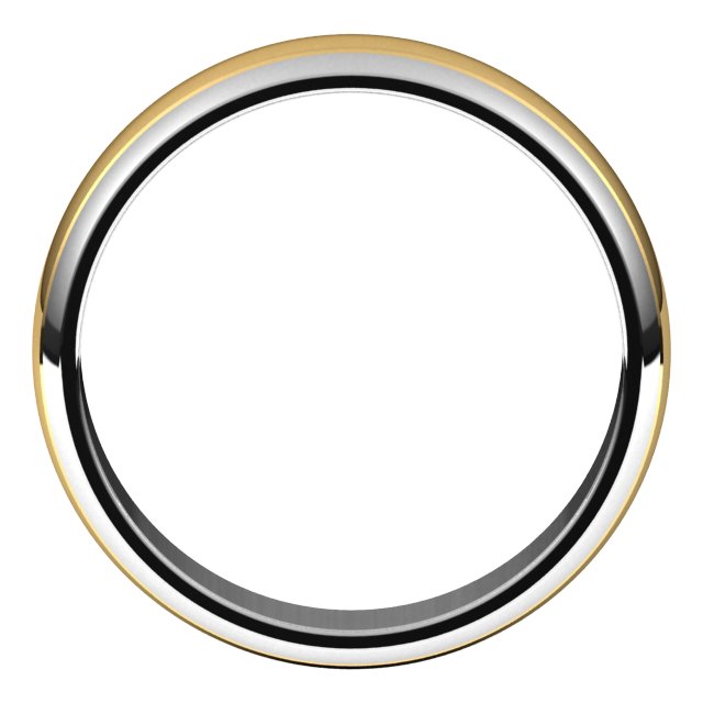 14k White/yellow 5 Mm Stepped Beveled-edge Inlay Half Round Band Size 9