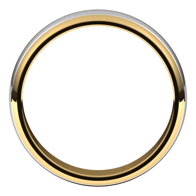 14k Yellow/white 5 Mm Stepped Beveled-edge Inlay Half Round Band Size 9