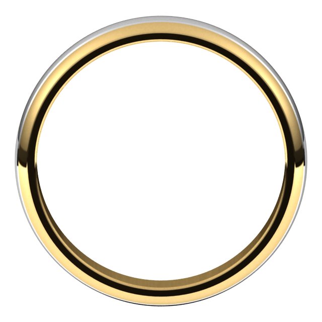 14k Yellow/white 4 Mm Stepped Beveled-edge Inlay Half Round Band Size 5