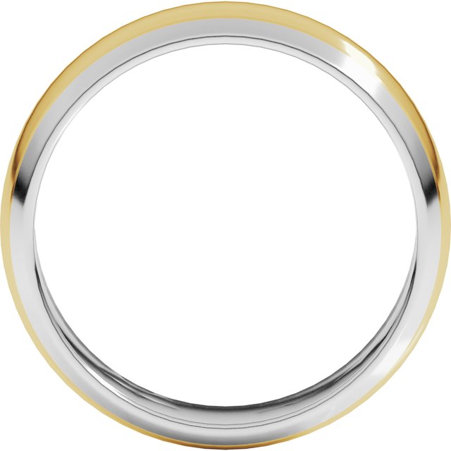 14k White/yellow 6 Mm Stepped Beveled-edge Inlay Half Round Band Size 8