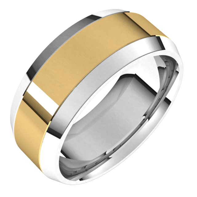 14K White/Yellow 8 mm Flat Band Size 10