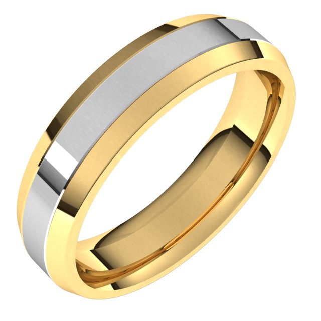 14K Yellow/White 5 mm Flat Band Size 5.5