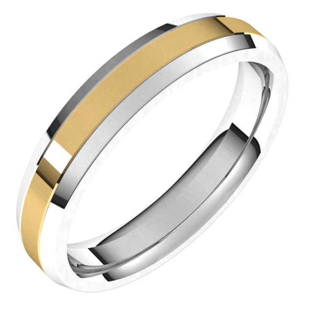14K White/Yellow 4 mm Flat Band Size 6