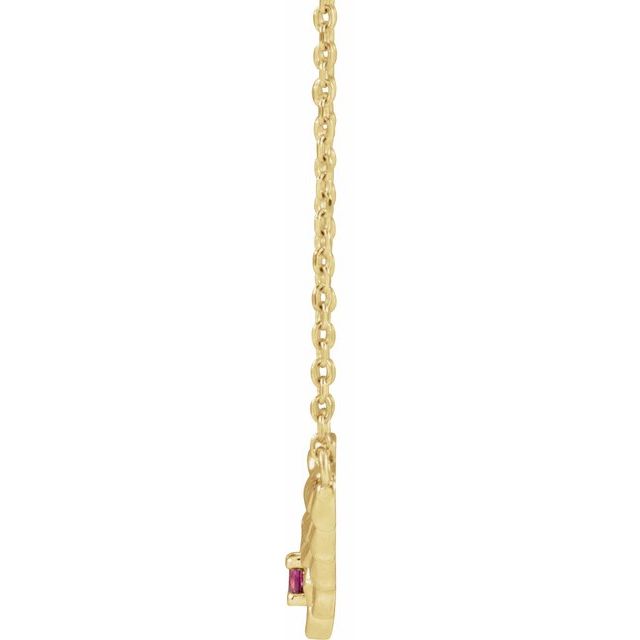 14K Yellow Natural Pink Tourmaline Floral 18' Necklace