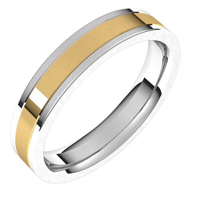 14K White/Yellow Flat Band Size 9