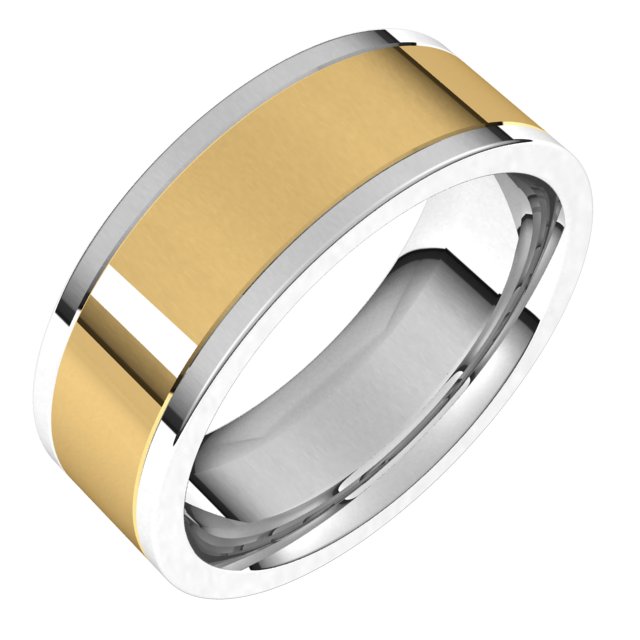 14K White/Yellow Flat Band Size 9.5