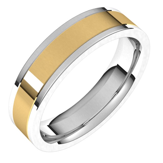 14k White/yellow 5 Mm Comfort-fit Flat Band Size 11