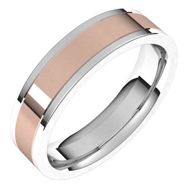 14K White/Rose Flat Band Size 10