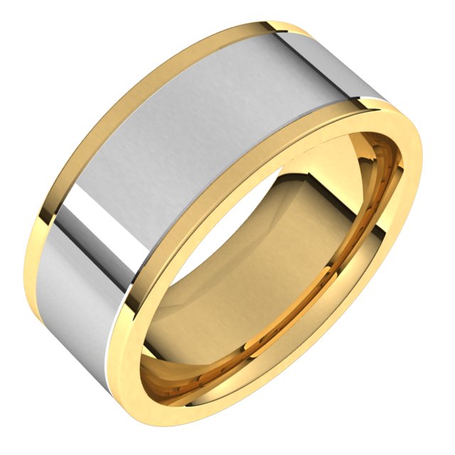 14k Yellow/white 8 Mm Comfort-fit Flat Band Size 14.5
