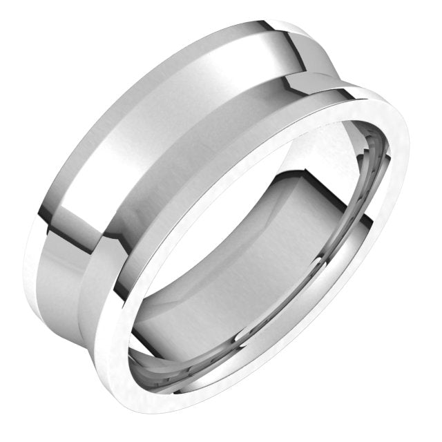 14K X1 White 8 mm Reversed Knife Edge Band Size 10.5
