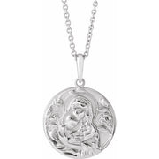 Sterling Silver Madonna & Child 16-18' Necklace