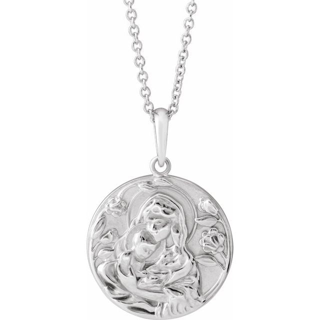 Sterling Silver Madonna & Child 16-18' Necklace