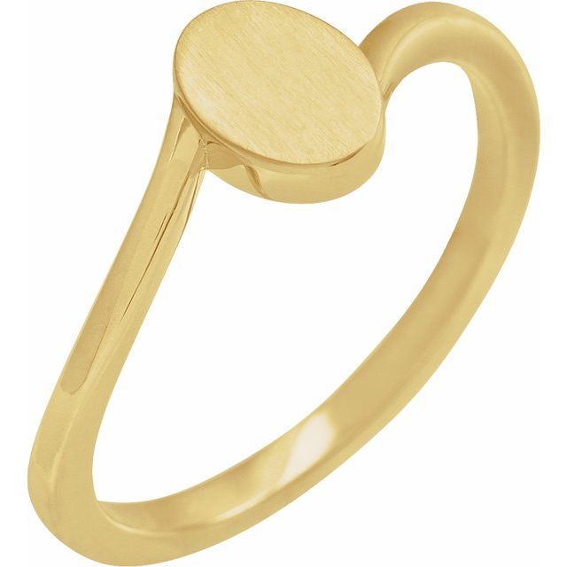 14K Yellow Engravable Oval Signet Ring