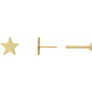 14K Yellow 6.2 mm Star 4mm/5mm Press Fit Earring