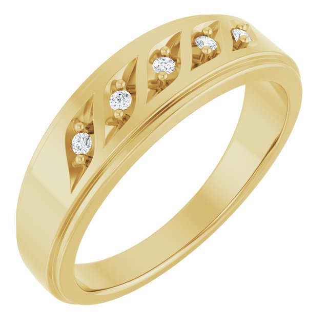 14K Yellow .07 CTW Natural Diamond Five-Stone Band