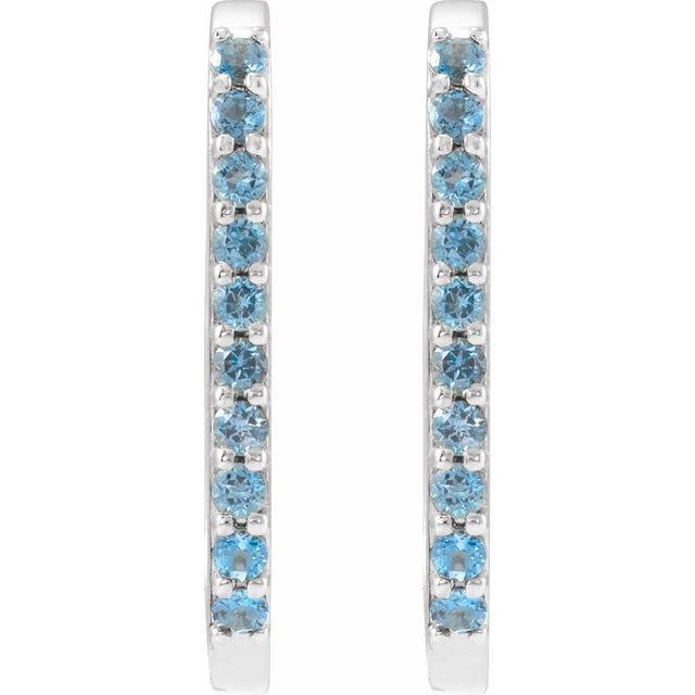 Sterling Silver Natural London Blue Topaz 20 mm Hoop Earrings