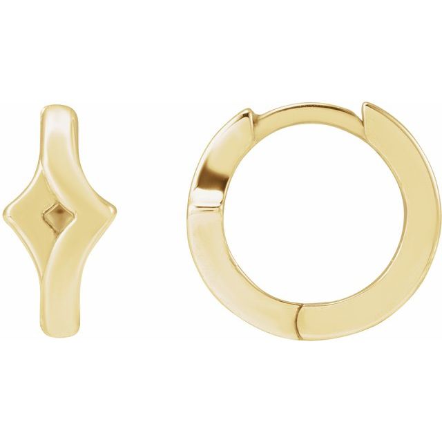 14K Yellow Geometric Right 12 mm Huge Hoop Earring