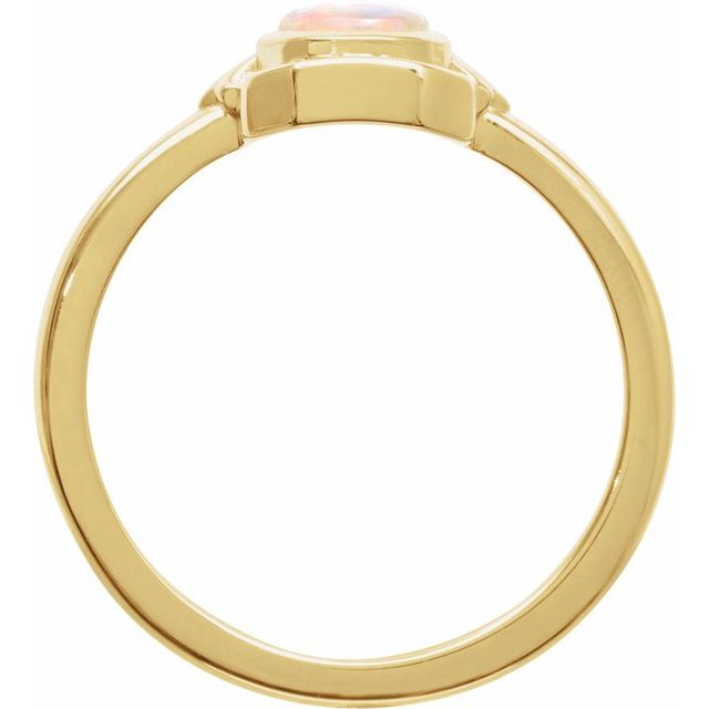 14K Yellow Natural White Opal Cabochon Ring