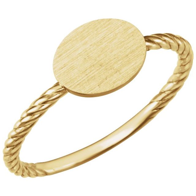 14k Yellow Be Posh® Engravable Rope Signet Ring
