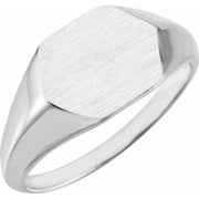 14k White 12x10 Mm Geometric Signet Ring