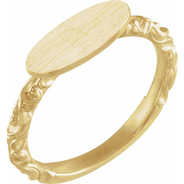 14k Yellow 13x5.5 Mm Oval Signet Ring