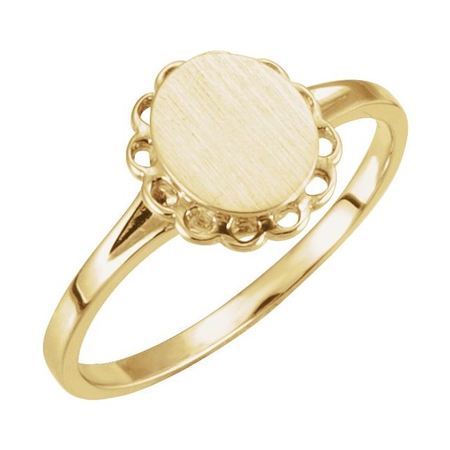 14K Yellow 8x6.7 mm Oval Signet Ring